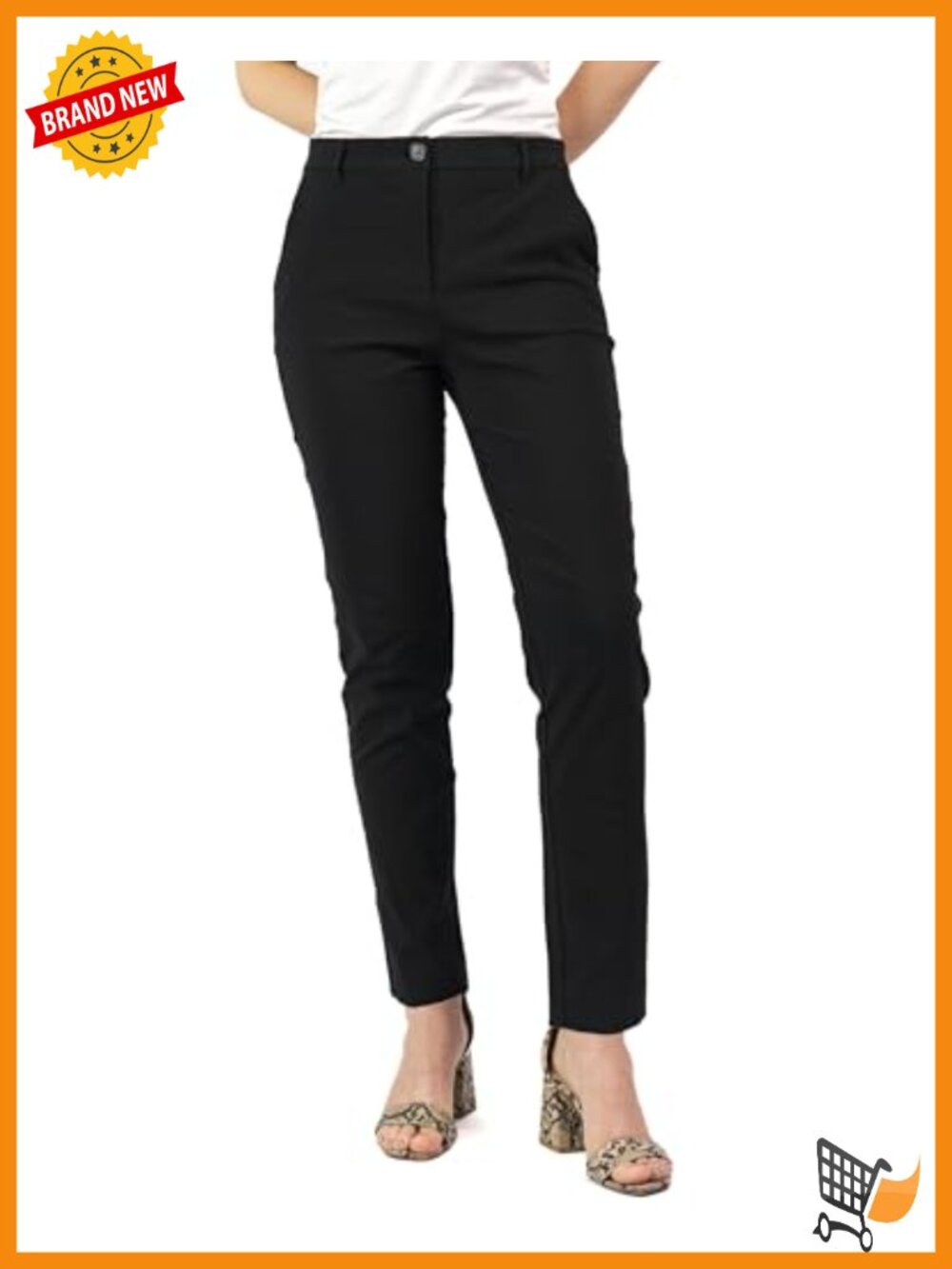 Petite Plus Stretch Cropped Ankle Business Casual Work Pants Slim Fit Office